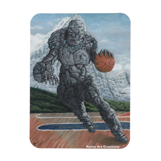 Stone Golem spelen basketbal flexibele magneet (Verticaal)