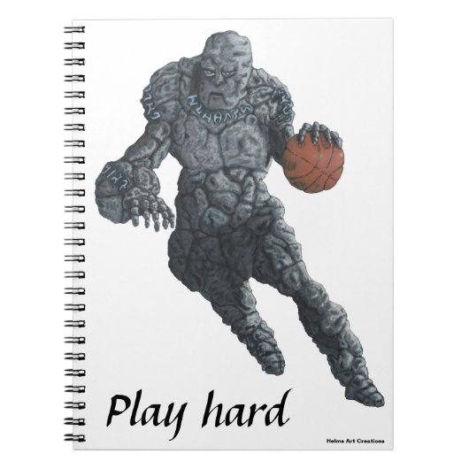 Stone Golem spelen basketbal spiraal Notitieboek (Voorkant)