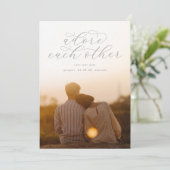 Stone Gray Adore Other Calligraphy Photo Save The Date (Staand voorkant)