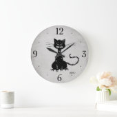 Stone Grey Ragged Black Cat Grote Klok (Huis)