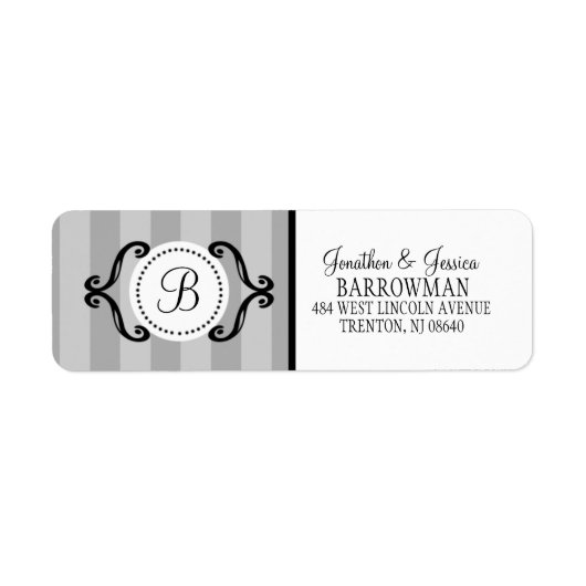 Stone Grey Sweet Charmant Gestreept gepersonalisee Etiket (Voorkant)