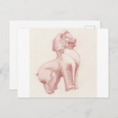 Stone guardian lion drawing briefkaart (Voorkant / Achterkant)