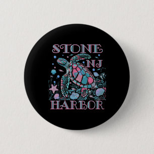 Stone Harbor Nj Turtle Lover Kleurrijk Strand Souv Ronde Button 5,7 Cm