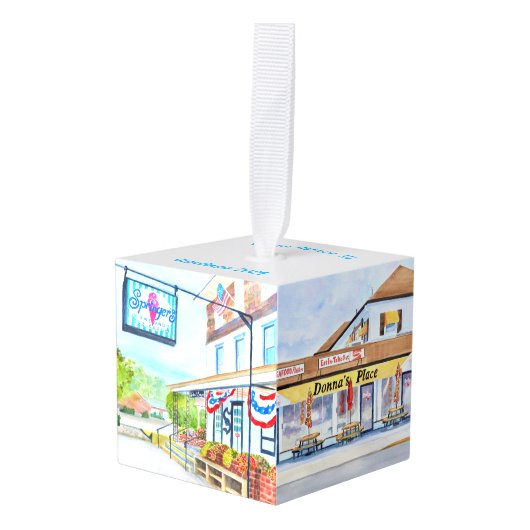 Stone Harbour New Jersey Cube Kerstversiering Decoratie (Voorkant hoekig)
