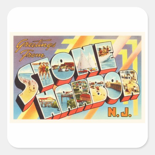 Stone Harbour New Jersey NJ Old  Briefkaart- Vierkante Sticker (Voorkant)