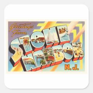 Stone Harbour New Jersey NJ Old  Briefkaart- Vierkante Sticker