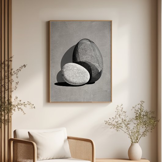 Stone Harmony Abstract Japandi Minimal Wall Art Perfect Poster