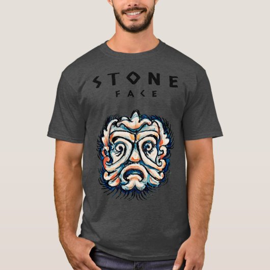 Stone Head Retro Sculpture Face T-shirt (Voorkant)
