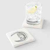 Stone Hilal Crescent Moon Black Stenen Onderzetter (Zijkant)