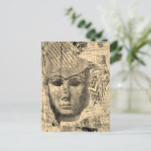 Stone lady face Abstract Mixed Media Collage Sepia Briefkaart (Staand voorkant)