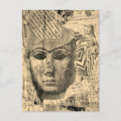 Stone lady face Abstract Mixed Media Collage Sepia Briefkaart (Voorkant)