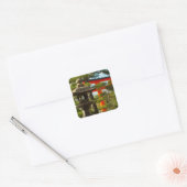 Stone Lantern & Torii Gate Vierkante Sticker (Envelop)