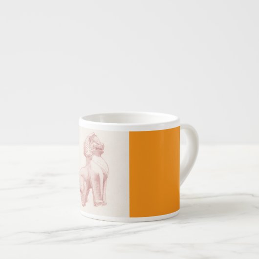 Stone Lion Guardian Statue drawing Espresso Kop (Voorkant rechts)