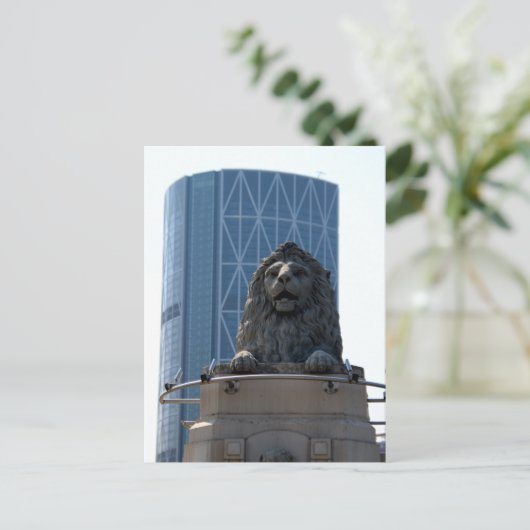 Stone lion in Calgary briefkaart (Staand voorkant)