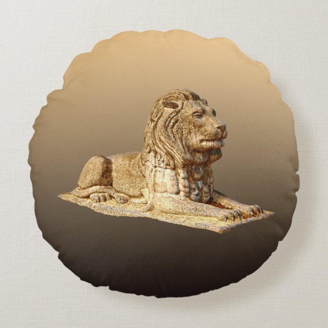 Stone Lion Rond Kussen (Voorkant)