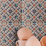 Stone-look complex geometrisch mozaïekpatroon tegeltje<br><div class="desc">Deze keramische tegel is een echt kunstwerk, met een boeiend geometrisch patroon dat zowel complexiteit als elegantie combineert. Het ontwerp toont een symfonie van vormen, met inbegrip van sterren en zeshoeken, zorgvuldig gerangschikt om een harmonieus mozaïek te vormen. Het kleurenpalet is een rijk tapijt van paars, sinaasappels en teals, geplaatst...</div>