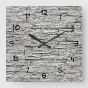Stone look Wall Decor Clock Vierkante Klok