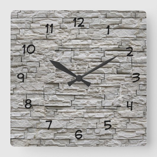 Stone look Wall Decor Clock Vierkante Klok (Voorkant)