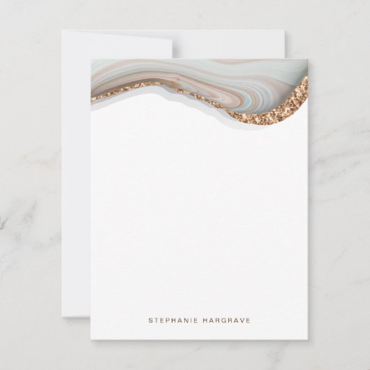 Stone Marble Agate Geode Glitter Notitiekaartje (Voorkant)