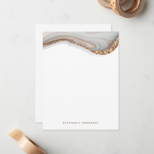 Stone Marble Agate Geode Glitter Notitiekaartje (Voorkant / Achterkant in situ)