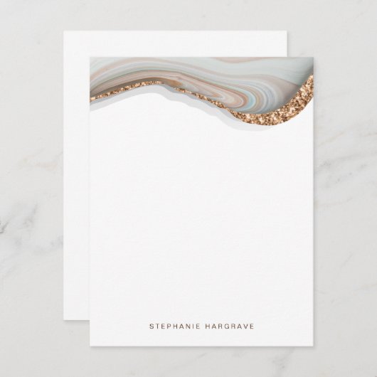 Stone Marble Agate Geode Glitter Notitiekaartje (Voorkant / Achterkant)
