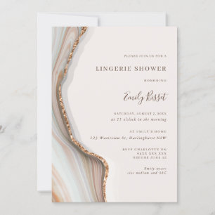 Stone Marble Agate Lingerie Shower Invitation Kaart