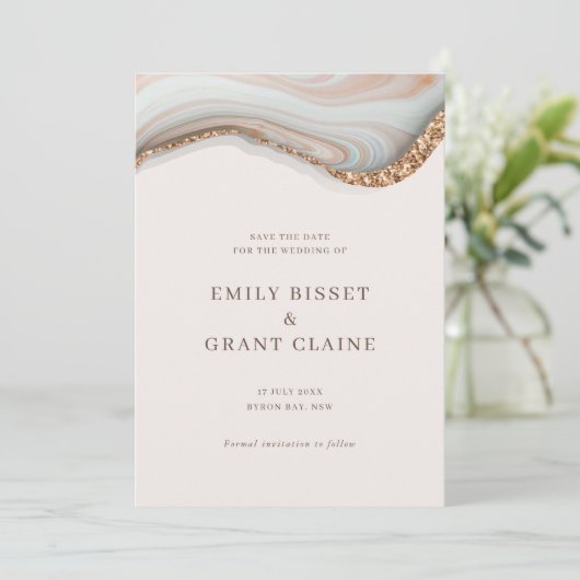 Stone Marble Agate Save the Date Kaart (Staand voorkant)