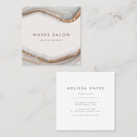 Stone Marble Agate Square Visitekaartje (Voorkant / Achterkant)