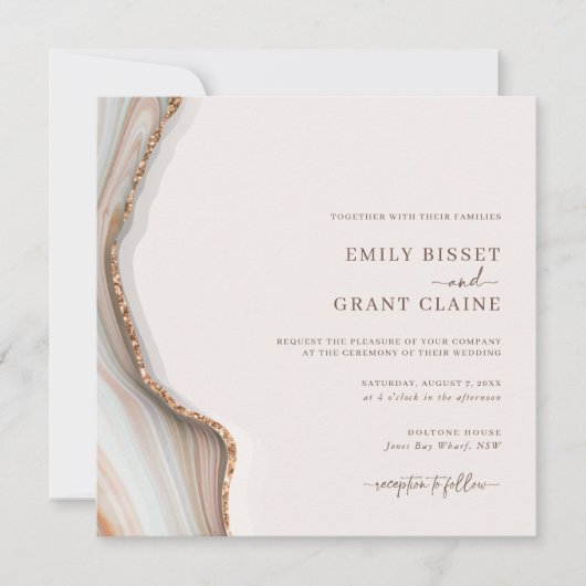 Stone Marble Agate Square Weddenschap Kaart (Voorkant)
