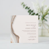 Stone Marble Agate Square Weddenschap Kaart (Staand voorkant)