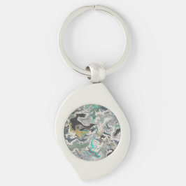 Stone Marbling with Turquoise Veins Swirl Sleutelhanger