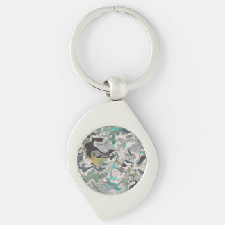 Stone Marbling with Turquoise Veins Swirl Sleutelhanger