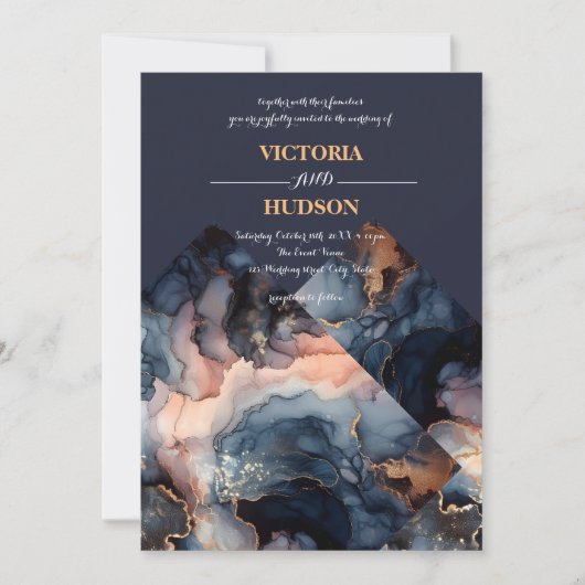 Stone Marmer Agaat Bruiloft Kaart (Voorkant)