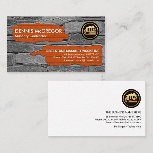 Stone Masonry Brick Laying Builder Visitekaartje (Voorkant / Achterkant)