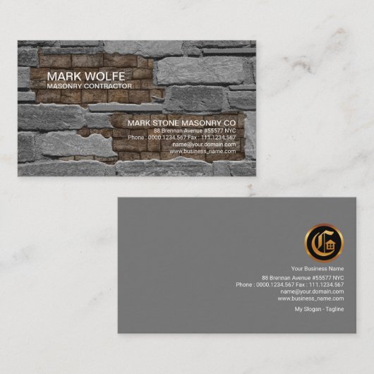 Stone Masonry Brick Laying Construction Visitekaartje (Voorkant / Achterkant)