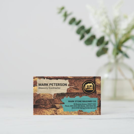 Stone Masonry Brick Laying Contractor Visitekaartje (Staand voorkant)