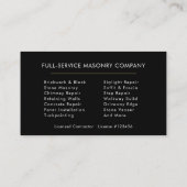 Stone Masonry Brick Mason Visitekaartje (Achterkant)