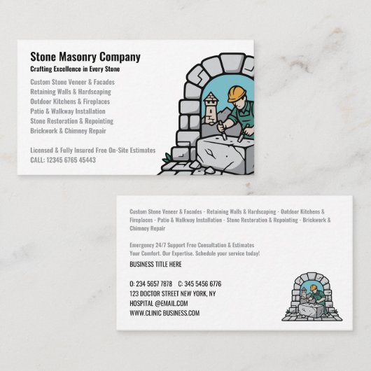 Stone Masonry Company Services Visitekaartje (Voorkant / Achterkant)