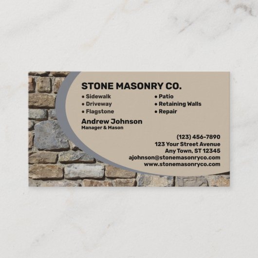 Stone Masonry Company Visitekaartje (Voorkant)