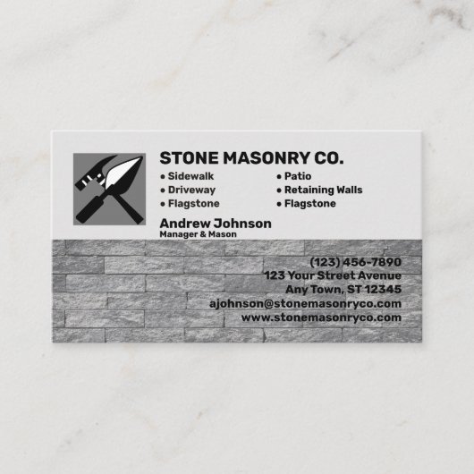 Stone Masonry Company Visitekaartje (Voorkant)