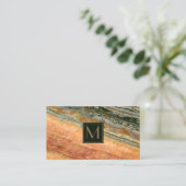 Stone Monogram Marble Oranje ID332 Visitekaartje (Staand voorkant)