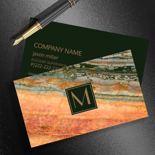 Stone Monogram Marble Oranje ID332 Visitekaartje