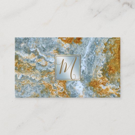 Stone Monogram Onyx Blue ID333 Visitekaartje (Voorkant)
