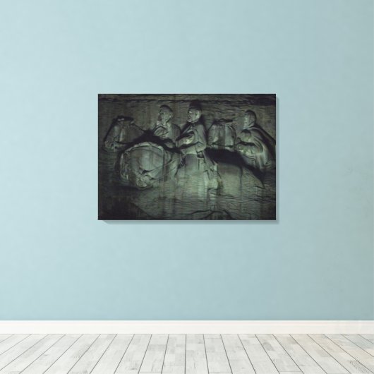 Stone Mountain Georgia Carving 's nachts Canvas Afdruk (Insitu (Houten vloer))