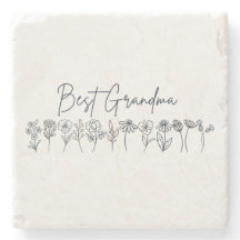Stone Onderzetter Beste Grandma Wildflowers
