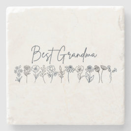 Stone Onderzetter Beste Grandma Wildflowers