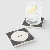 Stone Onderzetter - Holly Leaves in Black and Whit (Zijkant)