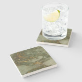 Stone Onderzetter Marble Green Gold Metallic (Zijkant)