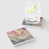 Stone Onderzetter met Johnson Abstract Artwork (Zijkant)