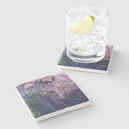 Stone Onderzetter met Johnson Abstract Artwork (Zijkant)